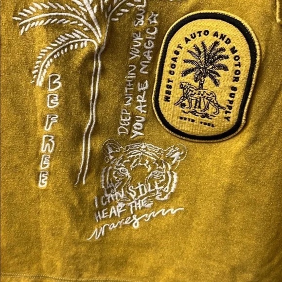 We The Free Ivy Long Sleeve Mustard Knit Pullover with Patches and Embroidery - Picture 3 of 9